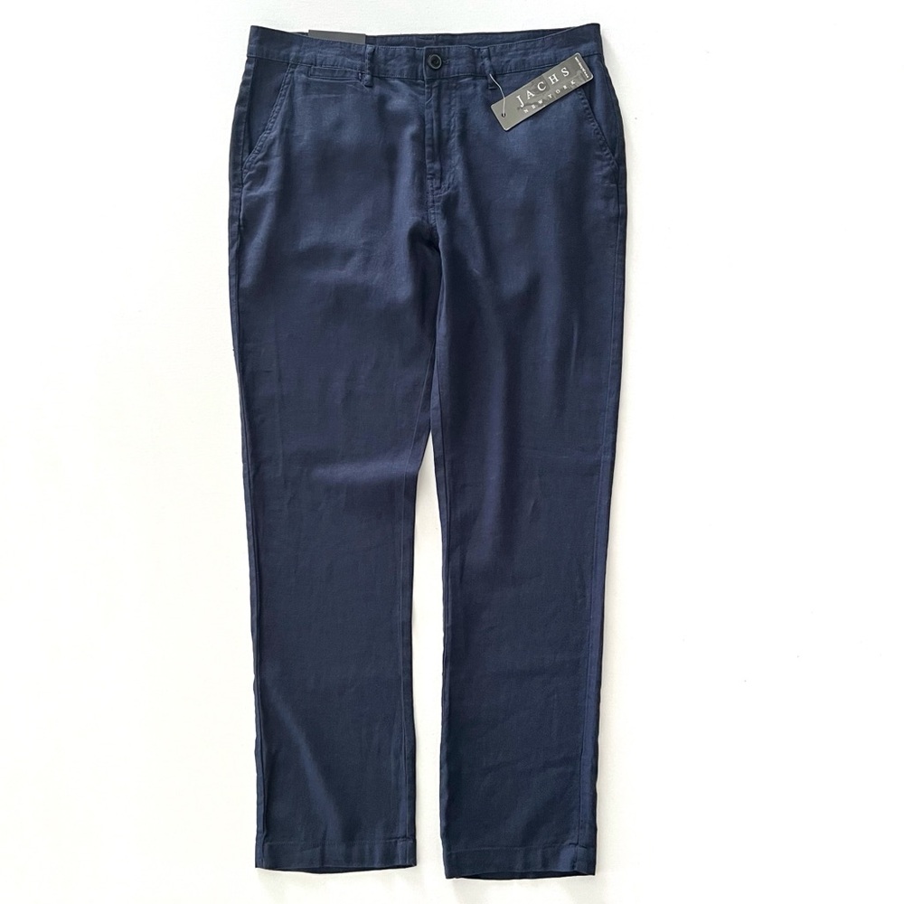 Jach’s New York Straight Fit Linen Blend Bowie Chino Pant in Indigo Size 33 - Picture 1 of 8